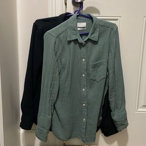 2 J. Crew Classic Fit Gauze Button Down Tops